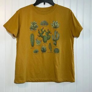 Fifth Sun Golden Succulent Cactus T-Shirt Women’s Medium Yellow Short Sleeve